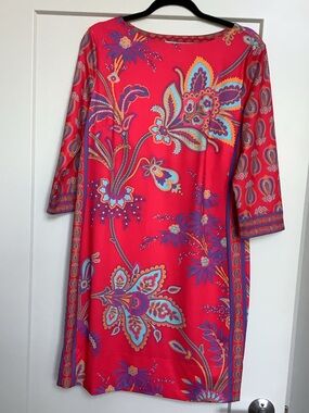 Gretchen Scott Designs Fuchsia Floral Paisley Long-Sleeve Dress